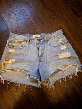 Abercrombie & Fitch Light Blue Distressed Denim Cutoff Shorts